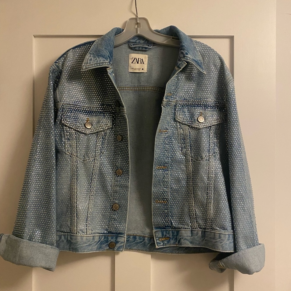 Zara Jean Jacket with Sequins - Size S